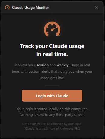 Claude Usage Monitor login screen
